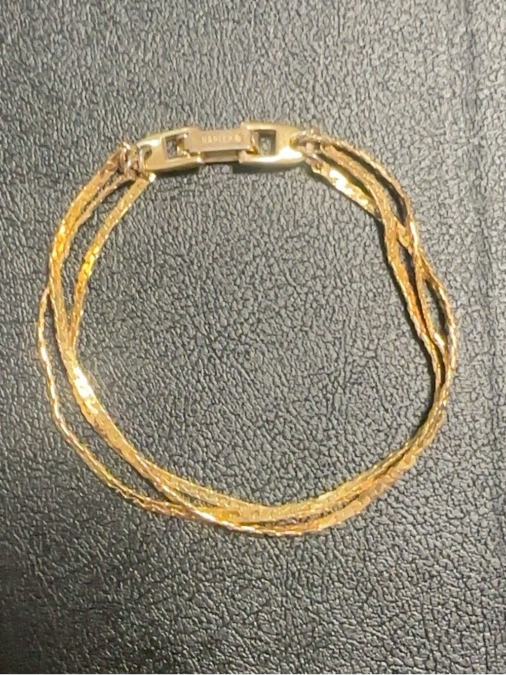 Vintage Napier Gold Tone Triple Strand Chain Bracelet 7.5” Signed